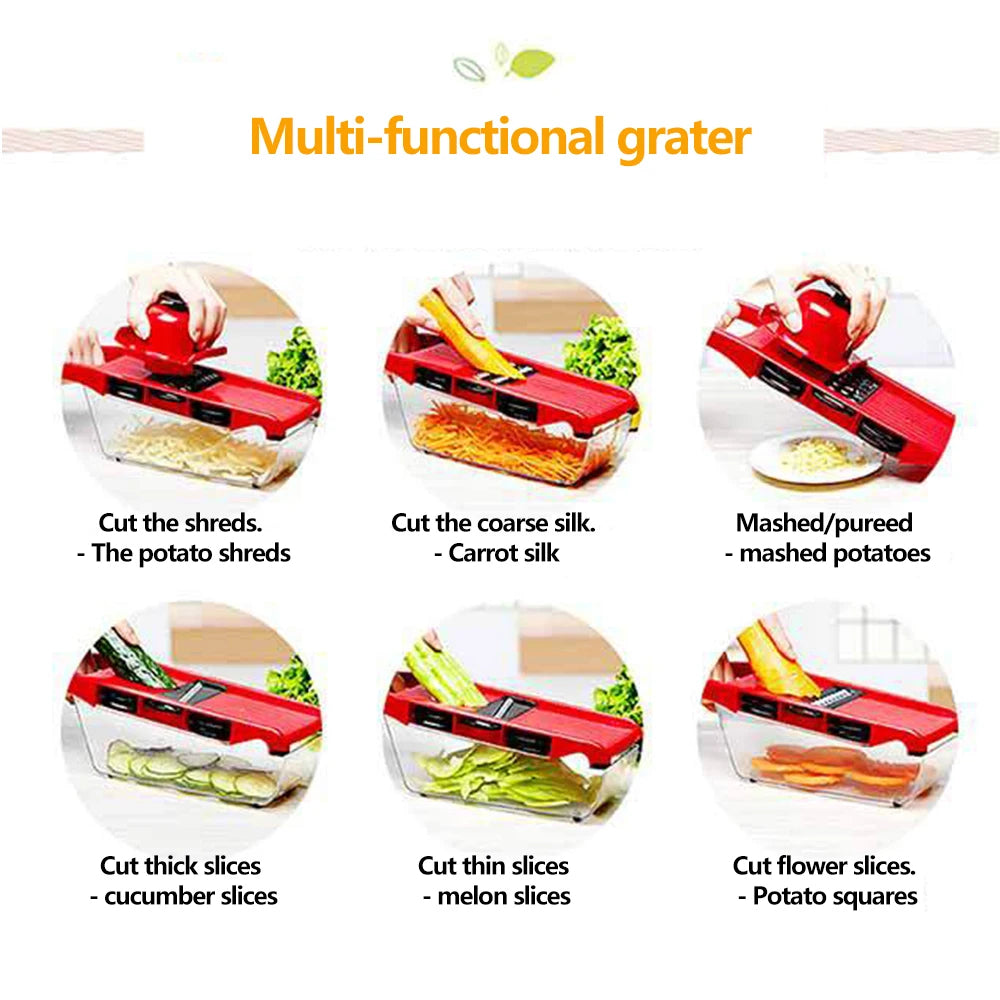 High Quality 10 In 1 Mandoline Slicer Vegetable Grater, Cutter with Stainless Steel Blades