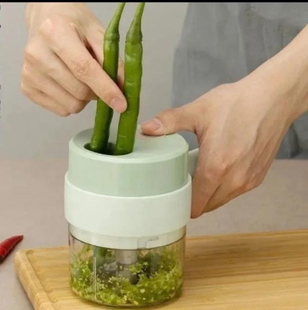 4 in 1 Handheld Electric Vegetable Slicer Set | Meat Grinder Food Slice Garlic Mud Masher